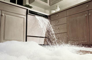 dishwasher spilling water shows why buyers can withhold funds on closing for broken appliances.