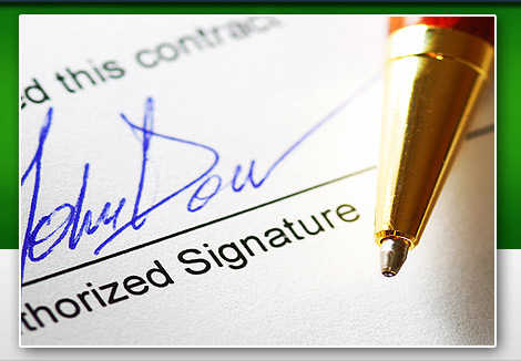 Signature on a notice of termination when evicting a tenant.
