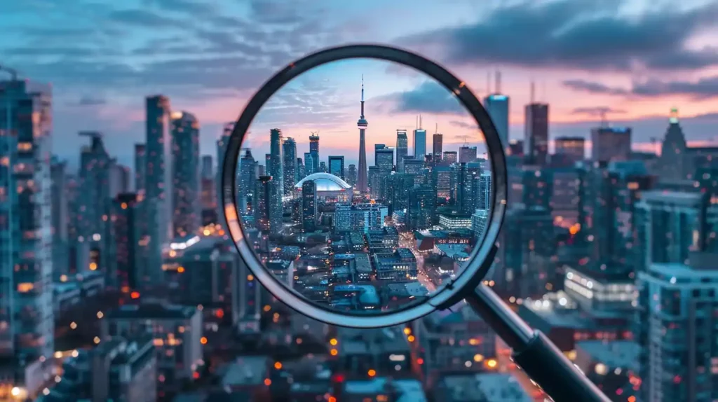 magnifying glass on the Toronto real estate market.